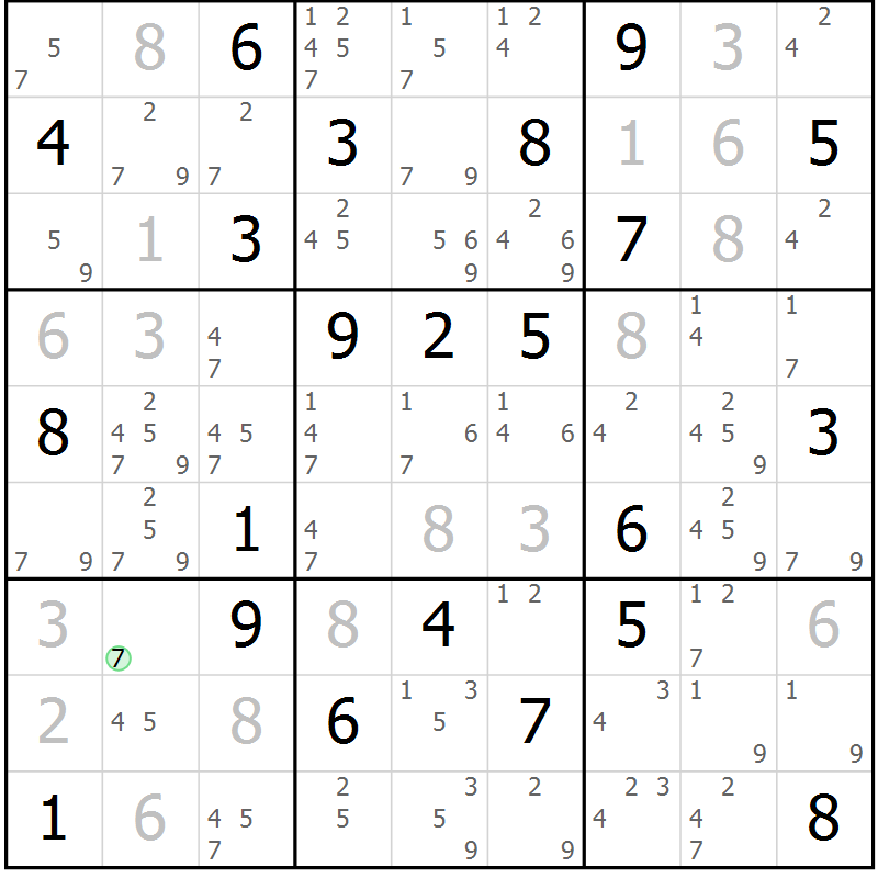 Position des candidats pour la solution de la Gr 15 page 18 du magazine de sudoku Sudoku Suprême n° 037