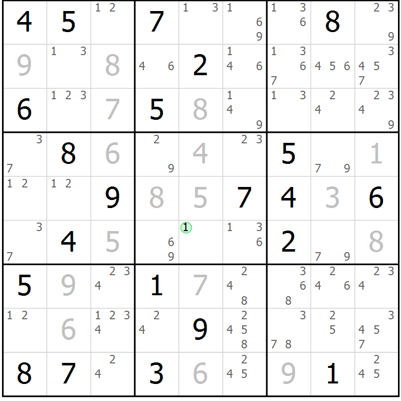 Position des candidats pour la solution de la Gr 16 page 19 du magazine de sudoku Sudoku Suprême n° 037