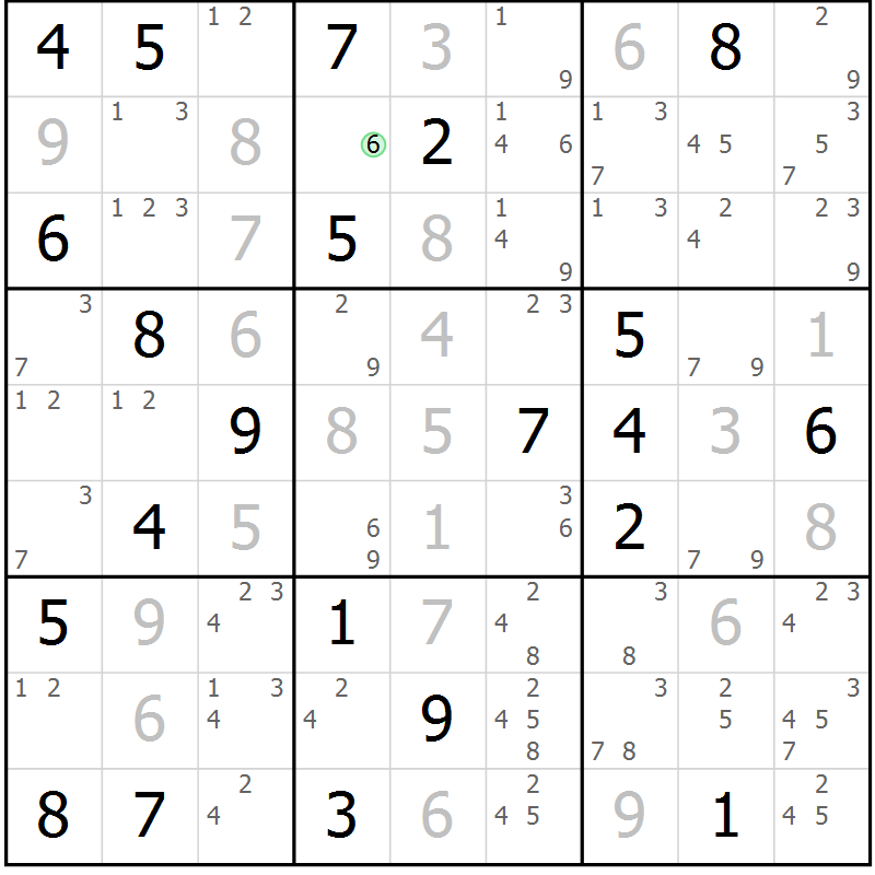 Position des candidats pour la solution de la Gr 16 page 19 du magazine de sudoku Sudoku Suprême n° 037