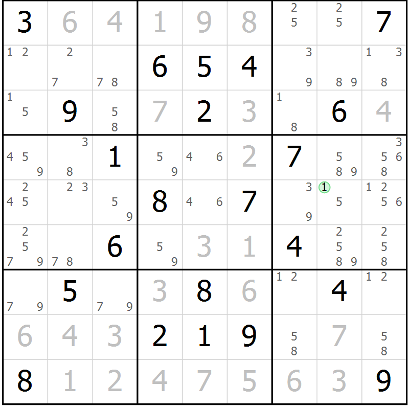 Position des candidats pour la solution de la Gr 17 page 20 du magazine de sudoku Sudoku Suprême n° 037