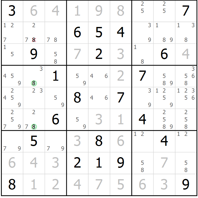 Position des candidats pour la solution de la Gr 17 page 20 du magazine de sudoku Sudoku Suprême n° 037