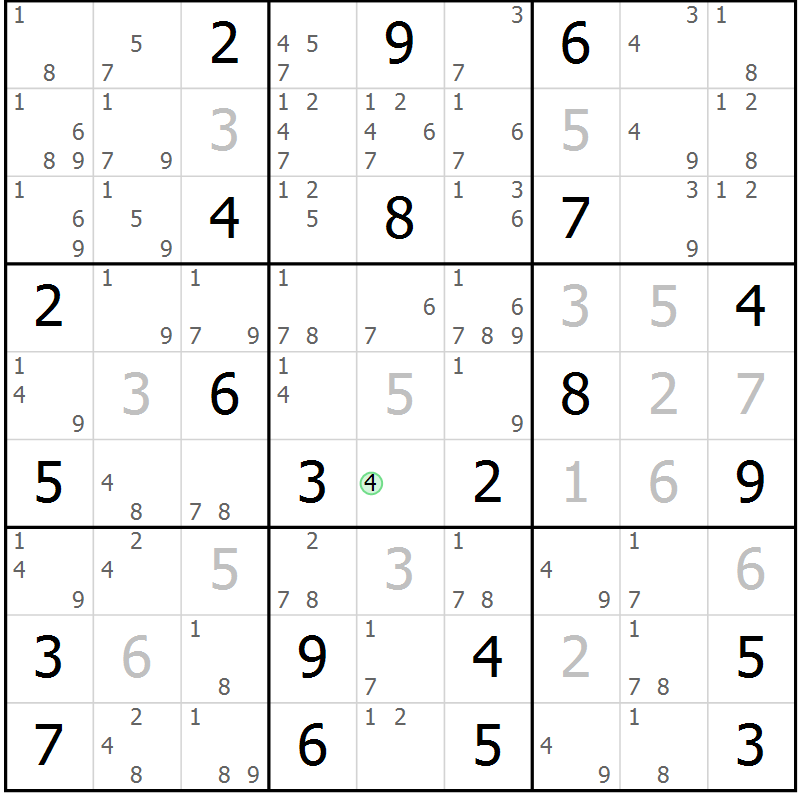 Position des candidats pour la solution de la Gr 19 page 22 du magazine de sudoku Sudoku Suprême n° 037