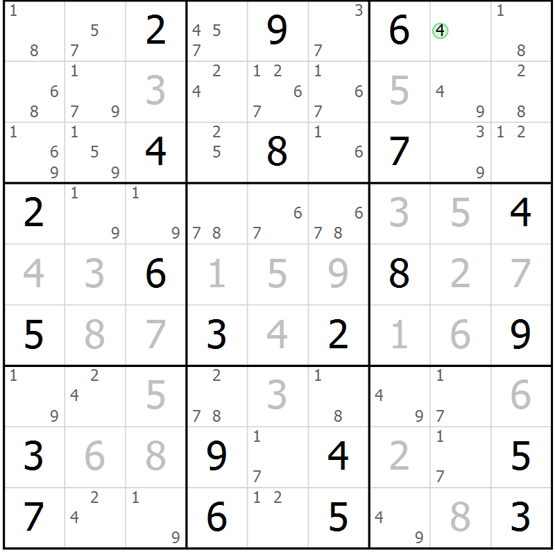 Position des candidats pour la solution de la Gr 19 page 22 du magazine de sudoku Sudoku Suprême n° 037