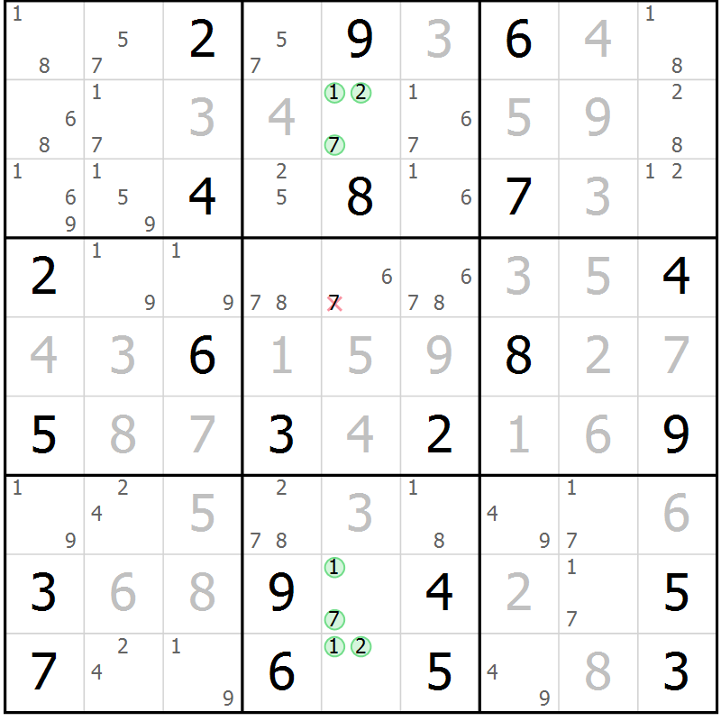 Position des candidats pour la solution de la Gr 19 page 22 du magazine de sudoku Sudoku Suprême n° 037