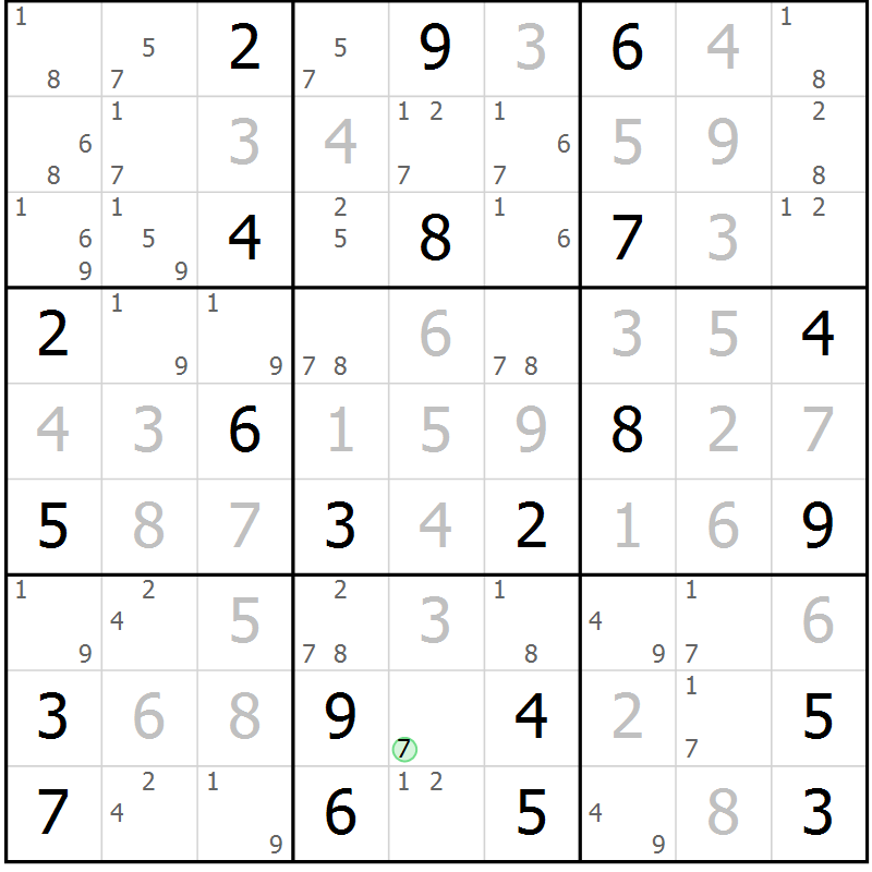 Position des candidats pour la solution de la Gr 19 page 22 du magazine de sudoku Sudoku Suprême n° 037