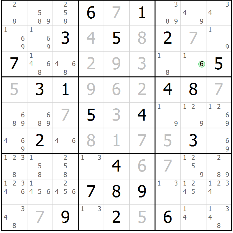 Position des candidats pour la solution de la Gr 2 page 5 du magazine de sudoku Sudoku Suprême n° 037