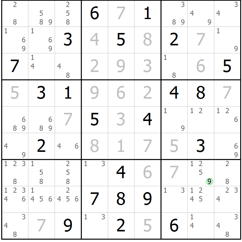 Position des candidats pour la solution de la Gr 2 page 5 du magazine de sudoku Sudoku Suprême n° 037