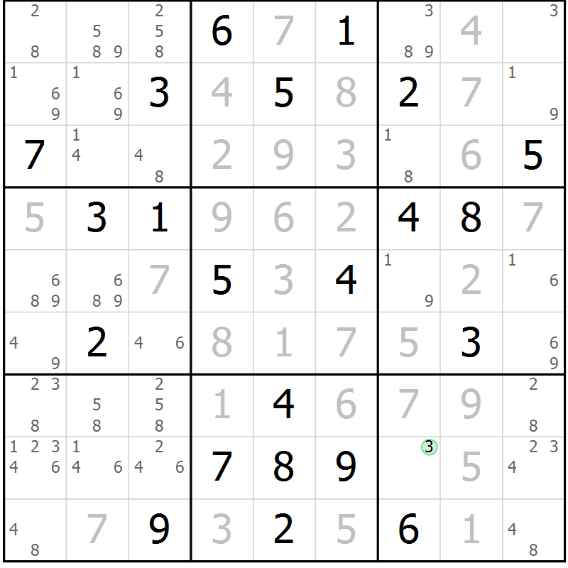 Position des candidats pour la solution de la Gr 2 page 5 du magazine de sudoku Sudoku Suprême n° 037