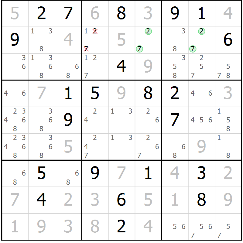 Position des candidats pour la solution de la Gr 20 page 23 du magazine de sudoku Sudoku Suprême n° 037