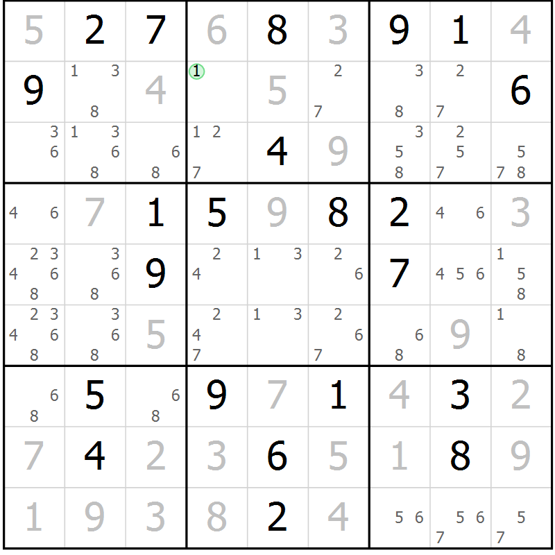 Position des candidats pour la solution de la Gr 20 page 23 du magazine de sudoku Sudoku Suprême n° 037