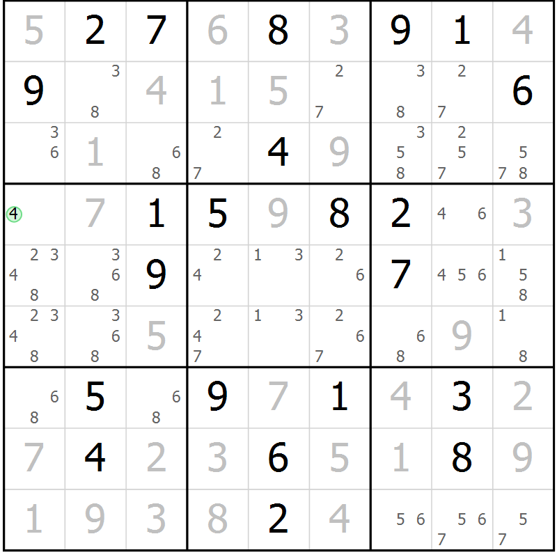 Position des candidats pour la solution de la Gr 20 page 23 du magazine de sudoku Sudoku Suprême n° 037