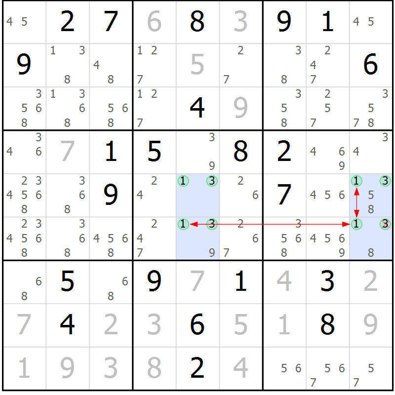 Position des candidats pour la solution de la Gr 20 page 23 du magazine de sudoku Sudoku Suprême n° 037