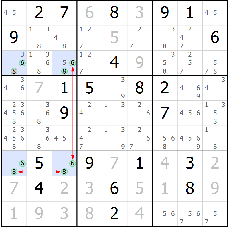 Position des candidats pour la solution de la Gr 20 page 23 du magazine de sudoku Sudoku Suprême n° 037