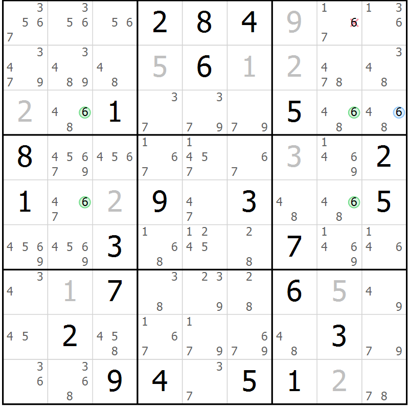 Position des candidats pour la solution de la Gr 21 page 24 du magazine de sudoku Sudoku Suprême n° 037
