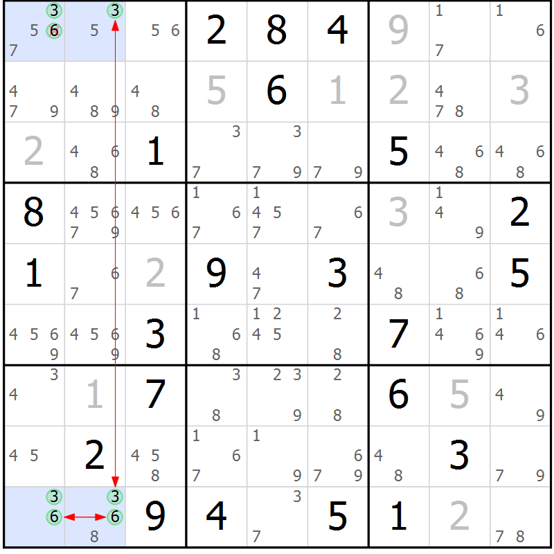 Position des candidats pour la solution de la Gr 21 page 24 du magazine de sudoku Sudoku Suprême n° 037