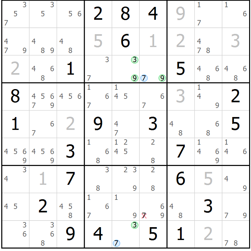 Position des candidats pour la solution de la Gr 21 page 24 du magazine de sudoku Sudoku Suprême n° 037