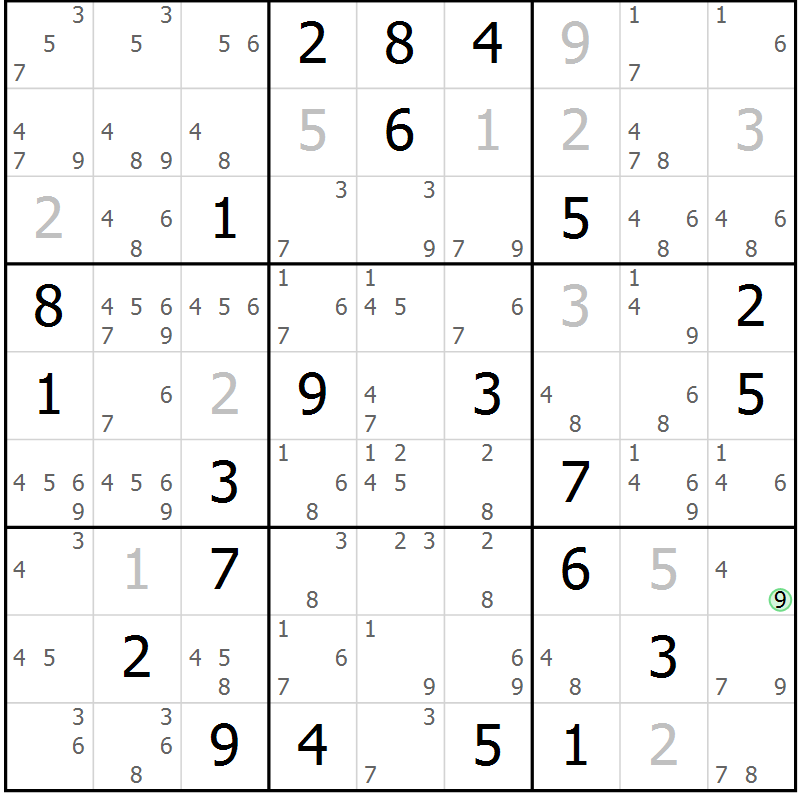 Position des candidats pour la solution de la Gr 21 page 24 du magazine de sudoku Sudoku Suprême n° 037