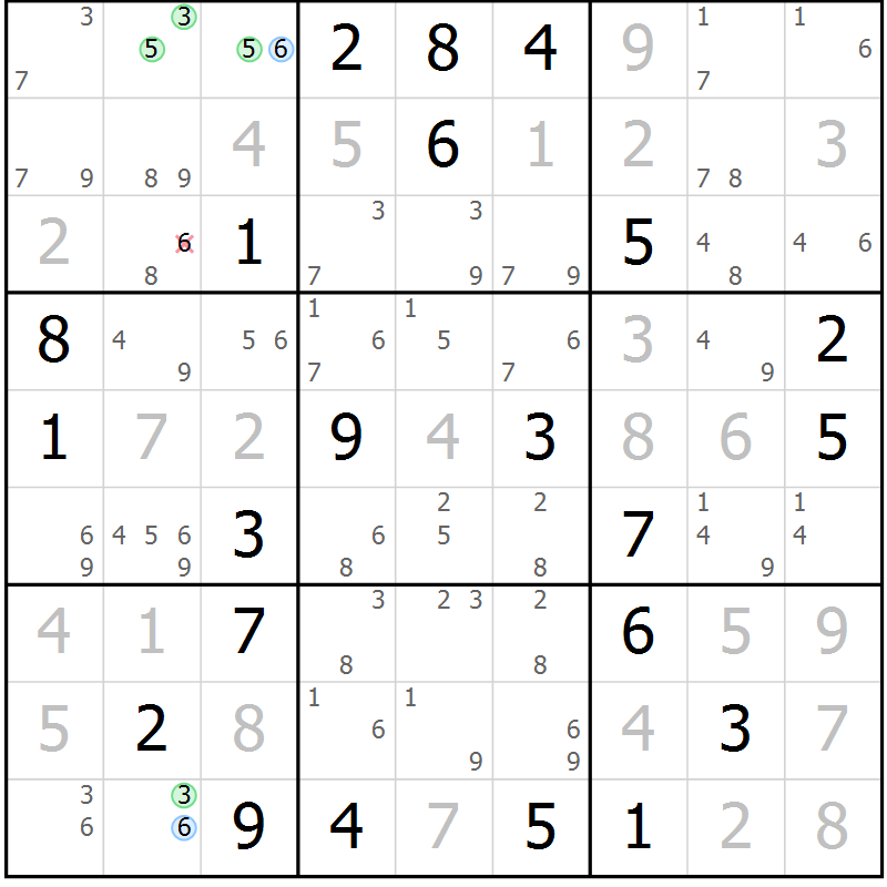 Position des candidats pour la solution de la Gr 21 page 24 du magazine de sudoku Sudoku Suprême n° 037