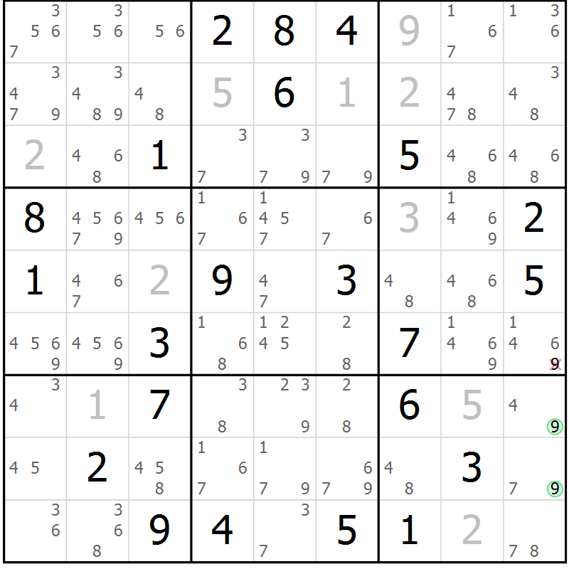 Position des candidats pour la solution de la Gr 21 page 24 du magazine de sudoku Sudoku Suprême n° 037