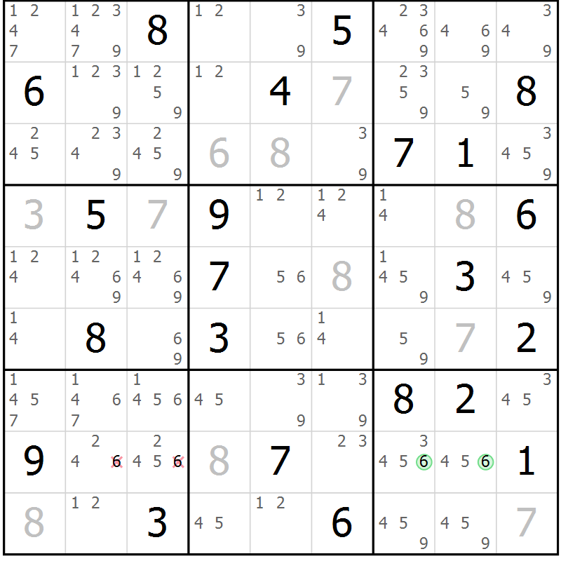 Position des candidats pour la solution de la Gr 24 page 27 du magazine de sudoku Sudoku Suprême n° 037