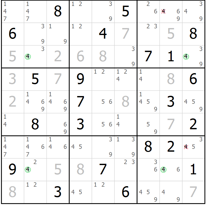 Position des candidats pour la solution de la Gr 24 page 27 du magazine de sudoku Sudoku Suprême n° 037