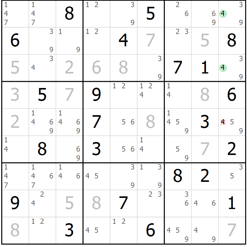 Position des candidats pour la solution de la Gr 24 page 27 du magazine de sudoku Sudoku Suprême n° 037