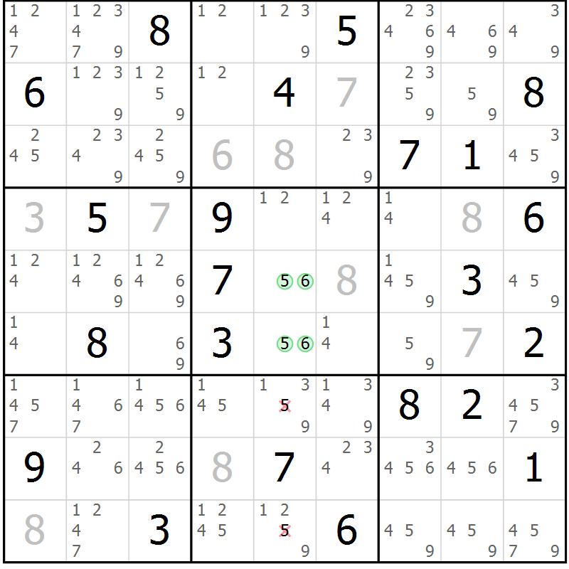 Position des candidats pour la solution de la Gr 24 page 27 du magazine de sudoku Sudoku Suprême n° 037
