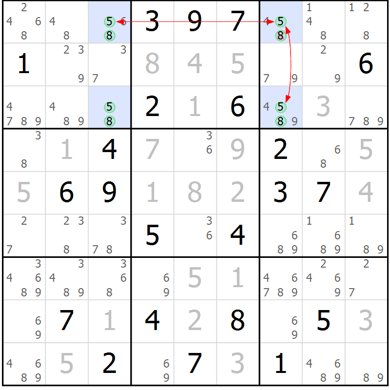 Position des candidats pour la solution de la Gr 26 page 29 du magazine de sudoku Sudoku Suprême n° 037