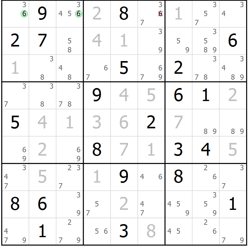 Position des candidats pour la solution de la Gr 27 page 30 du magazine de sudoku Sudoku Suprême n° 037