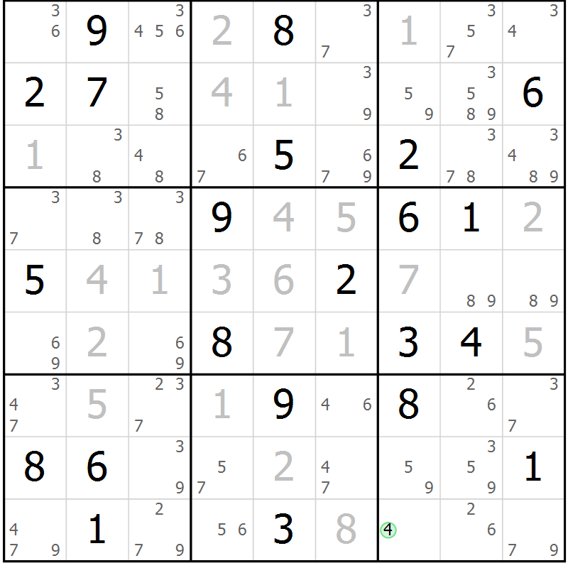 Position des candidats pour la solution de la Gr 27 page 30 du magazine de sudoku Sudoku Suprême n° 037