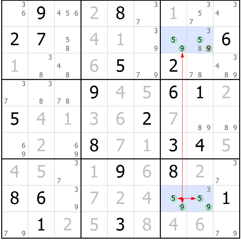 Position des candidats pour la solution de la Gr 27 page 30 du magazine de sudoku Sudoku Suprême n° 037