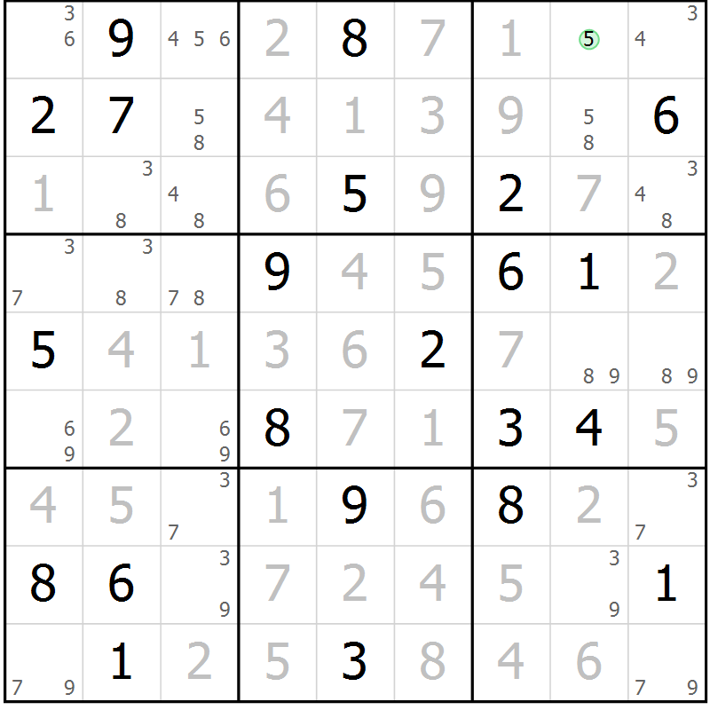 Position des candidats pour la solution de la Gr 27 page 30 du magazine de sudoku Sudoku Suprême n° 037