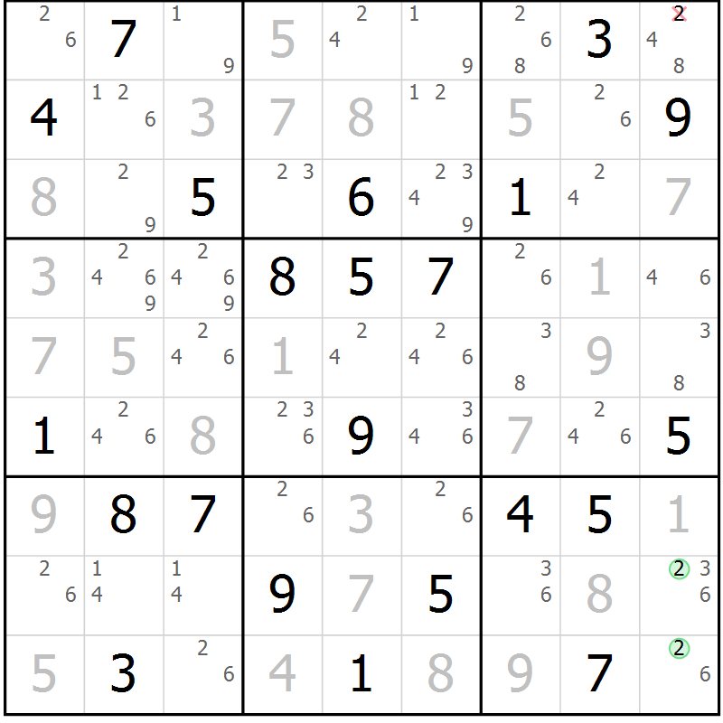 Position des candidats pour la solution de la Gr 28 page 31 du magazine de sudoku Sudoku Suprême n° 037