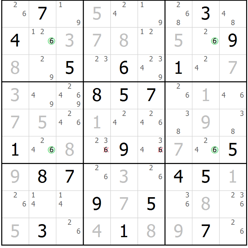 Position des candidats pour la solution de la Gr 28 page 31 du magazine de sudoku Sudoku Suprême n° 037
