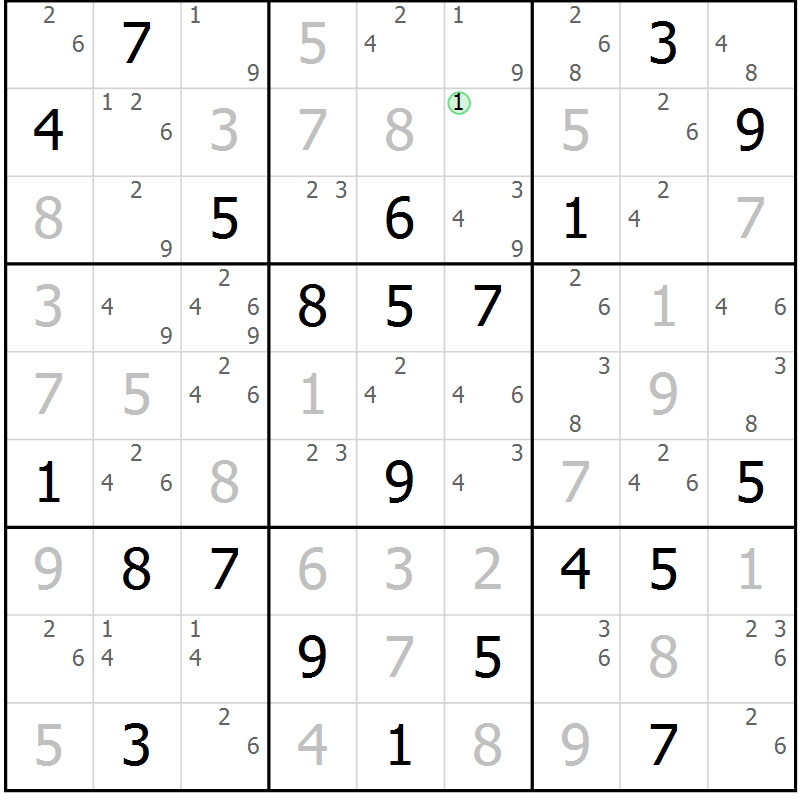 Position des candidats pour la solution de la Gr 28 page 31 du magazine de sudoku Sudoku Suprême n° 037