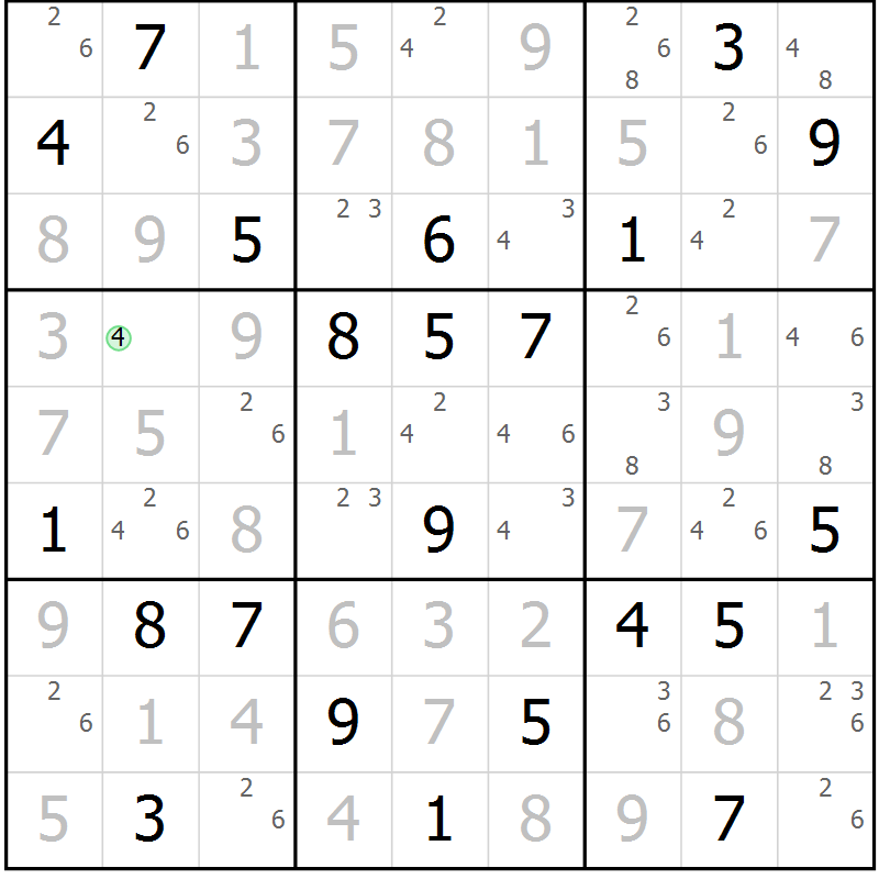 Position des candidats pour la solution de la Gr 28 page 31 du magazine de sudoku Sudoku Suprême n° 037
