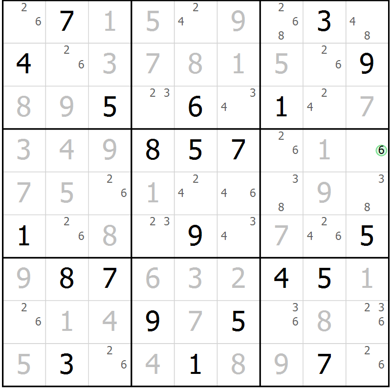 Position des candidats pour la solution de la Gr 28 page 31 du magazine de sudoku Sudoku Suprême n° 037