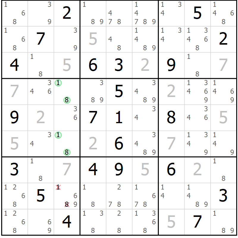 Position des candidats pour la solution de la Gr 29 page 32 du magazine de sudoku Sudoku Suprême n° 037