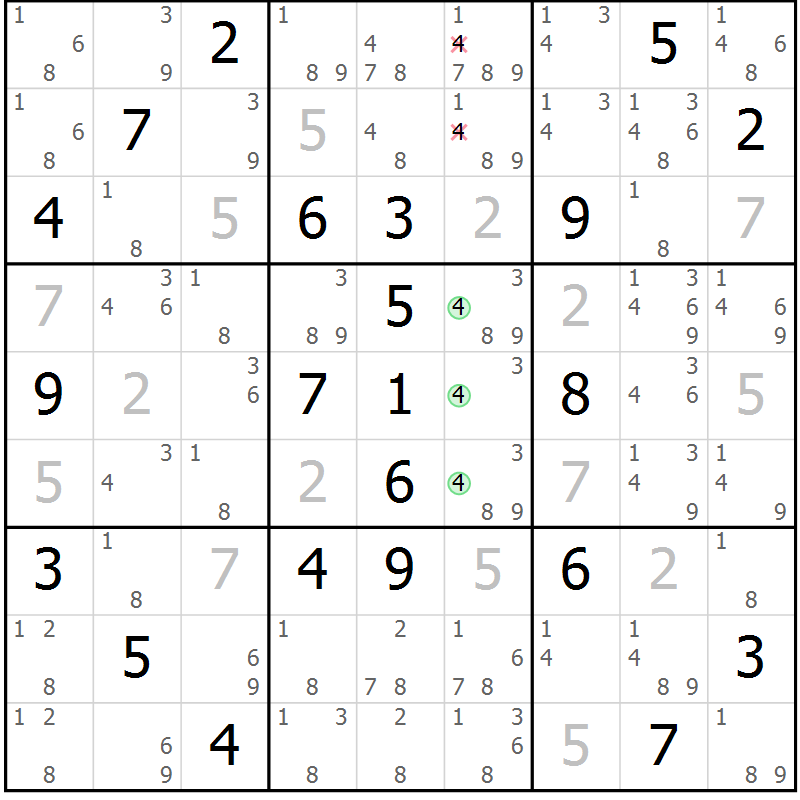 Position des candidats pour la solution de la Gr 29 page 32 du magazine de sudoku Sudoku Suprême n° 037