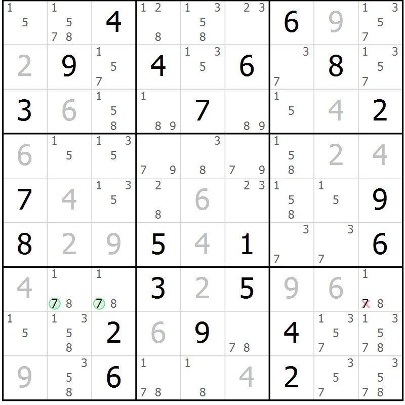 Position des candidats pour la solution de la Gr 3 page 6 du magazine de sudoku Sudoku Suprême n° 037
