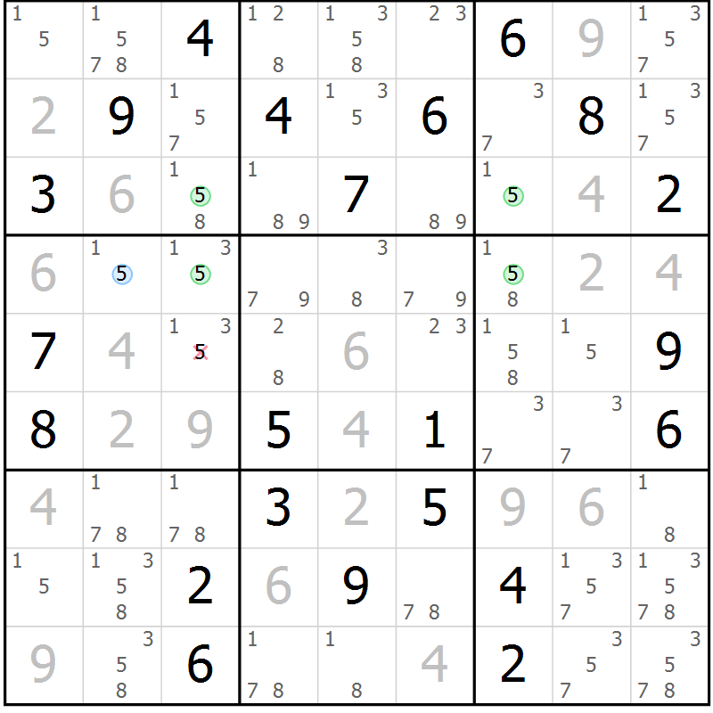 Position des candidats pour la solution de la Gr 3 page 6 du magazine de sudoku Sudoku Suprême n° 037
