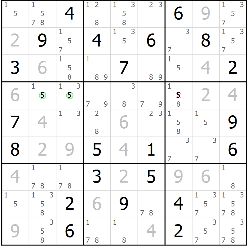 Position des candidats pour la solution de la Gr 3 page 6 du magazine de sudoku Sudoku Suprême n° 037
