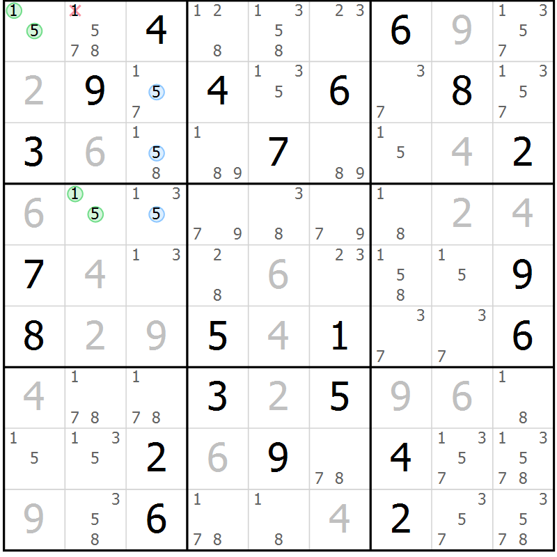 Position des candidats pour la solution de la Gr 3 page 6 du magazine de sudoku Sudoku Suprême n° 037