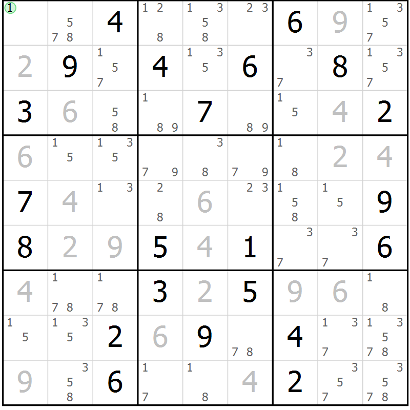 Position des candidats pour la solution de la Gr 3 page 6 du magazine de sudoku Sudoku Suprême n° 037