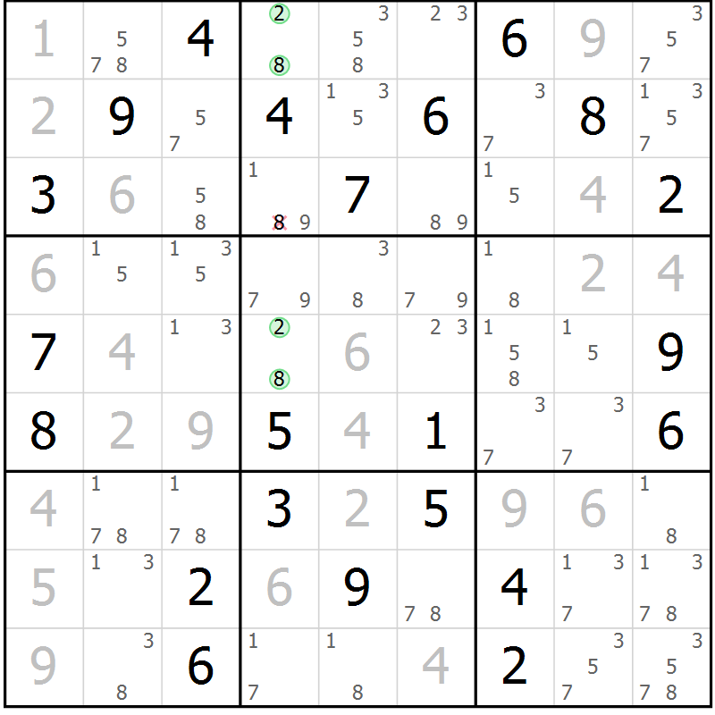 Position des candidats pour la solution de la Gr 3 page 6 du magazine de sudoku Sudoku Suprême n° 037