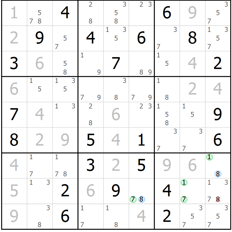 Position des candidats pour la solution de la Gr 3 page 6 du magazine de sudoku Sudoku Suprême n° 037
