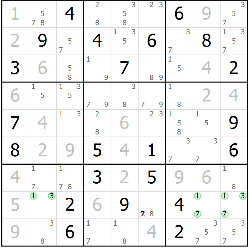 Position des candidats pour la solution de la Gr 3 page 6 du magazine de sudoku Sudoku Suprême n° 037