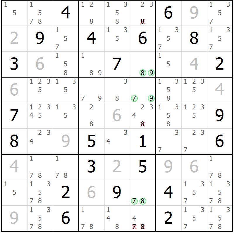 Position des candidats pour la solution de la Gr 3 page 6 du magazine de sudoku Sudoku Suprême n° 037