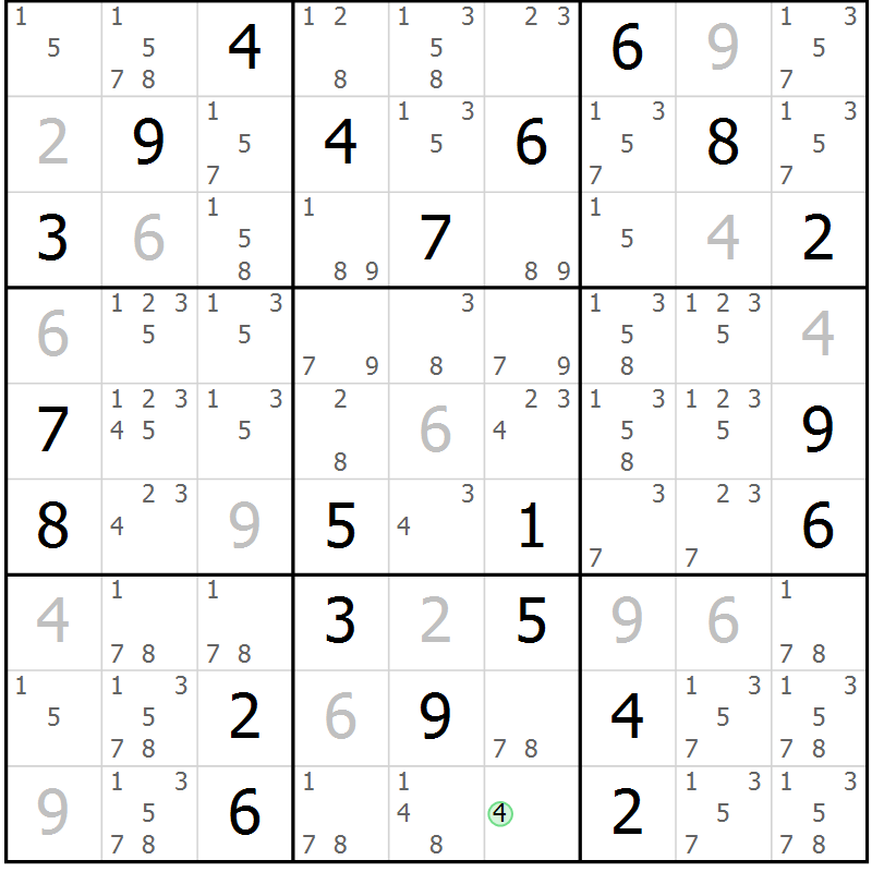 Position des candidats pour la solution de la Gr 3 page 6 du magazine de sudoku Sudoku Suprême n° 037