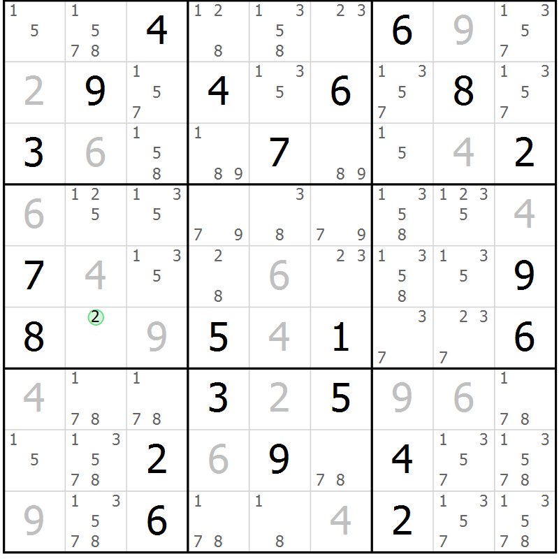 Position des candidats pour la solution de la Gr 3 page 6 du magazine de sudoku Sudoku Suprême n° 037